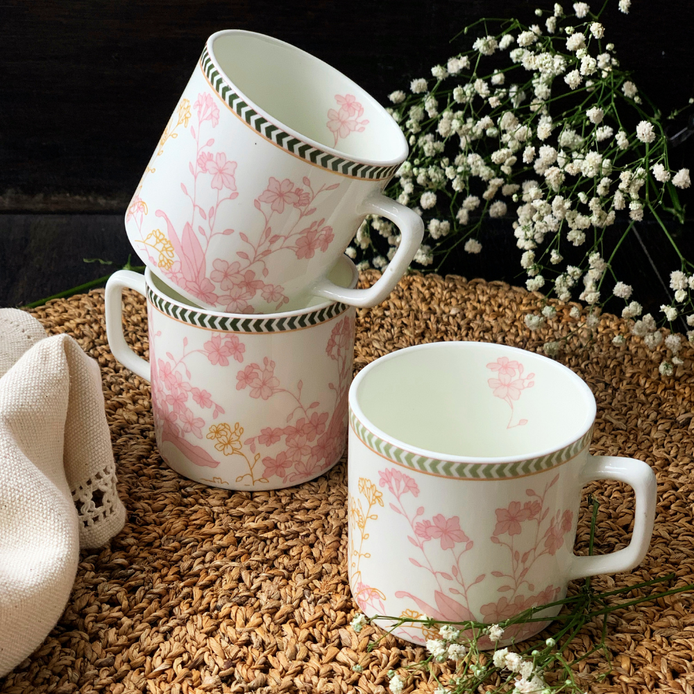 Vintage Garden Tea Mugs - Set of 4