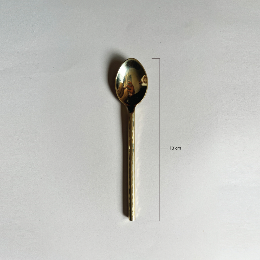 Golden Hammered Dessert Spoons - Set of 8