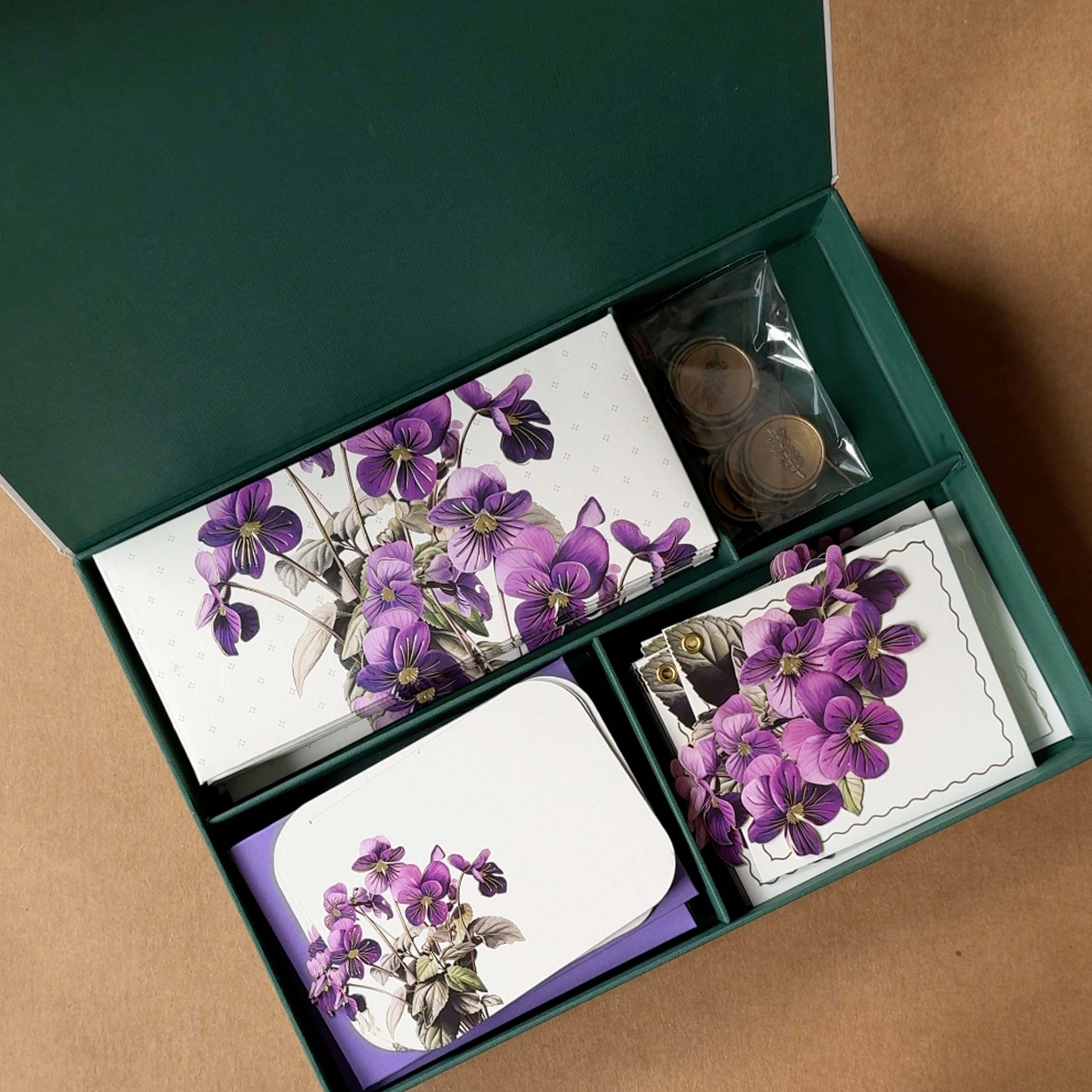 Violet Floral Stationery Gift Box